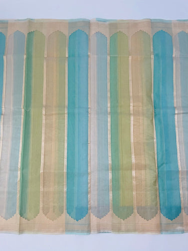 Rangkat Kora Silk Sari from Banaras | Multi Color | Handwoven | Ships from California